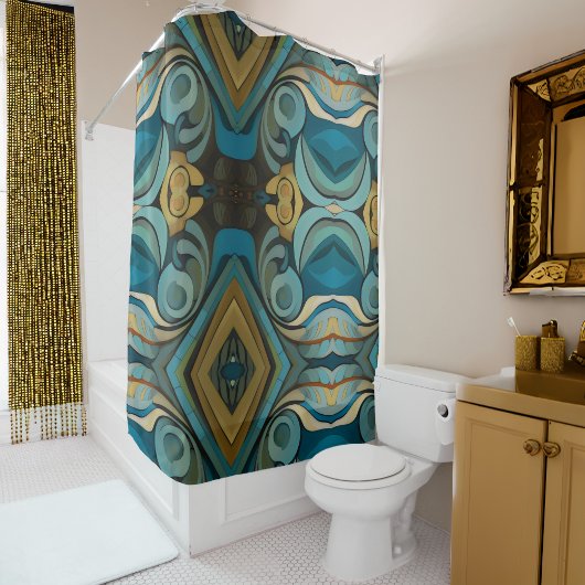 Abstracte kubist geïnspireerd op art deco 9 douchegordijn