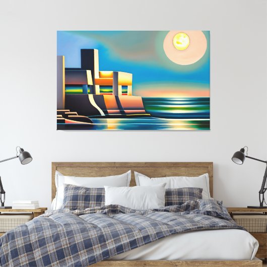 Abstracte kubist zeegezicht Canvas Print (Insitu (Slaapkamer))