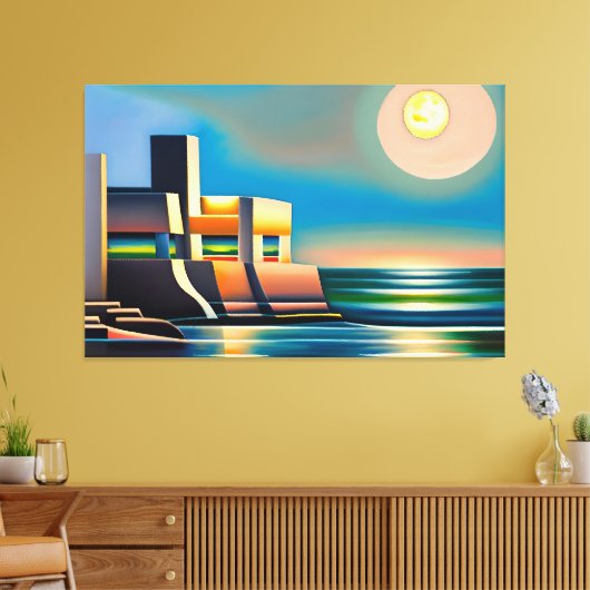 Abstracte kubist zeegezicht Canvas Print (Insitu (Woonkamer))