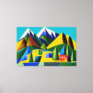 Abstracte kubistische bergen canvas print