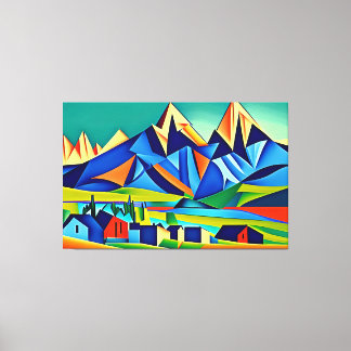 Abstracte kubistische bergen canvas print