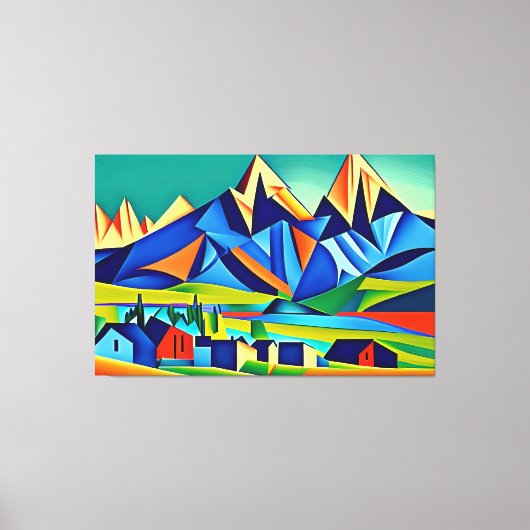 Abstracte kubistische bergen canvas print (Voorkant)