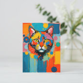 Abstracte kubistische kattenkunst briefkaart (Staand voorkant)