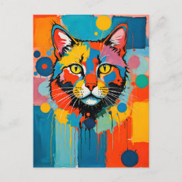 Abstracte kubistische kattenkunst briefkaart