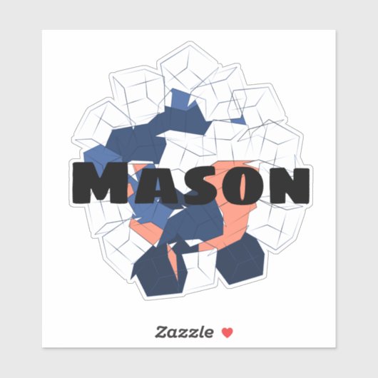 Abstracte kubussen Geometric Blue Oranje Aangepast Sticker (Vel)