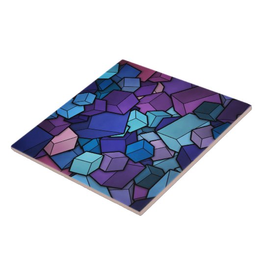Abstracte kubussen tegeltje (Zijkant)