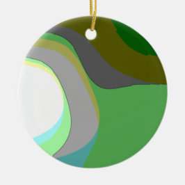 Abstracte Kunst 303 - Groen Blauw Geel Groovy Retr Keramisch Ornament
