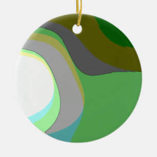 Abstracte Kunst 303 - Groen Blauw Geel Groovy Retr Keramisch Ornament
