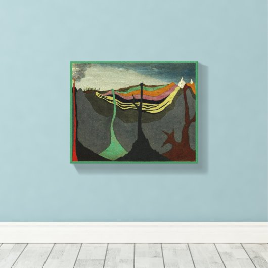 Abstracte kunst aarde vulkaan canvas afdruk (Insitu (Houten vloer))