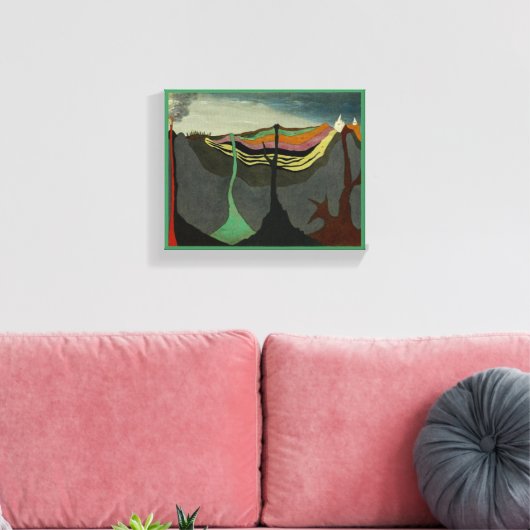 Abstracte kunst aarde vulkaan canvas afdruk (Insitu (Woonkamer))