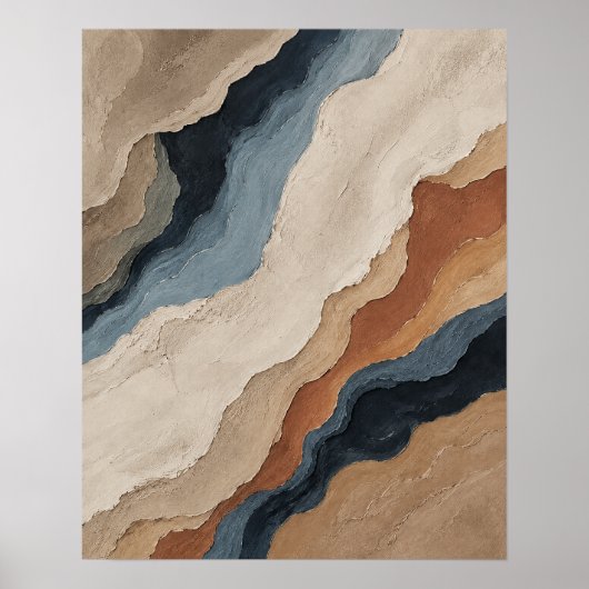 Abstracte kunst 'Aarde & Water Harmonie' Poster (Voorkant)