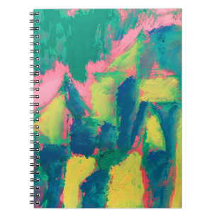 Abstracte kunst Abstra: groen en roze Abstract sch Notitieboek