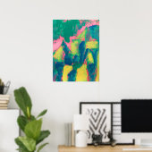 Abstracte kunst Abstra: groen en roze Abstract sch Poster (Thuiskantoor)
