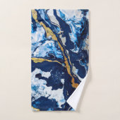 Abstracte kunst Abstra met gouden en blauwe acrylv Bad Handdoek (Handdoek)