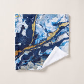 Abstracte kunst Abstra met gouden en blauwe acrylv Bad Handdoek (Wasdoekje)