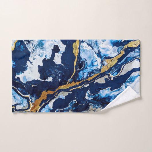 Abstracte kunst Abstra met gouden en blauwe acrylv Bad Handdoek (Handdoek)