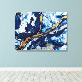 Abstracte kunst Abstra met gouden en blauwe acrylv Canvas Afdruk (Insitu (Houten vloer))