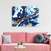 Abstracte kunst Abstra met gouden en blauwe acrylv Canvas Afdruk (Insitu (Woonkamer))