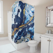 Abstracte kunst Abstra met gouden en blauwe acrylv Douchegordijn (In situ)