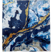 Abstracte kunst Abstra met gouden en blauwe acrylv Douchegordijn (Voorkant)