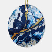 Abstracte kunst Abstra met gouden en blauwe acrylv Keramisch Ornament (Links)