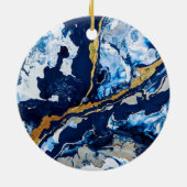 Abstracte kunst Abstra met gouden en blauwe acrylv Keramisch Ornament (Achterkant)
