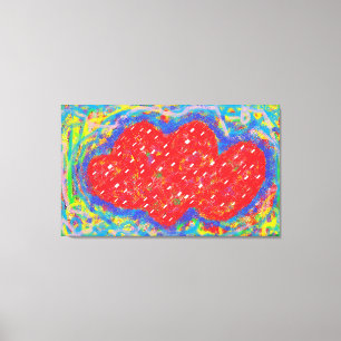 Abstracte kunst afbeelding blauw gemengde kleuren  canvas afdruk