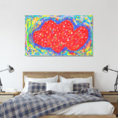 Abstracte kunst afbeelding blauw gemengde kleuren canvas afdruk (Insitu (Slaapkamer))