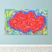Abstracte kunst afbeelding blauw gemengde kleuren canvas afdruk (Insitu (Houten vloer))