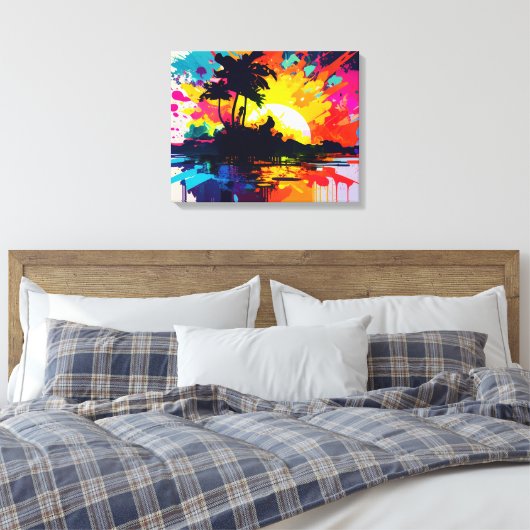 Abstracte kunst - Afdrukken van tropisch eilandCan (Insitu (Slaapkamer))