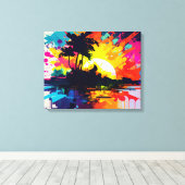 Abstracte kunst - Afdrukken van tropisch eilandCan (Insitu (Houten vloer))