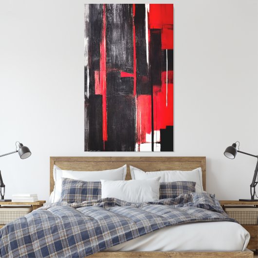 Abstracte kunst - Agressief 002 Canvas Afdruk (Insitu (Slaapkamer))