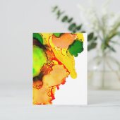 Abstracte kunst alcohol inkt geel groen briefkaart (Staand voorkant)
