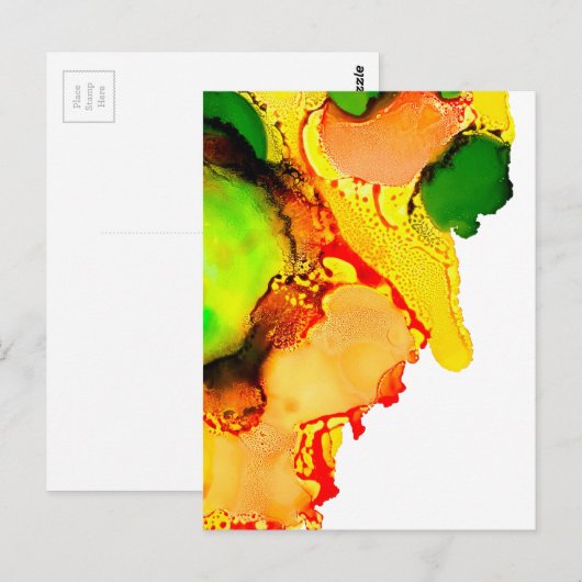 Abstracte kunst alcohol inkt geel groen briefkaart (Voorkant / Achterkant)