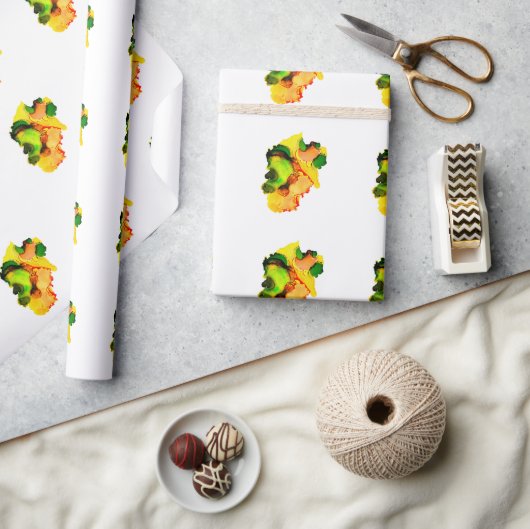 Abstracte kunst alcoholinkt geel groen cadeaupapier (Crafts)