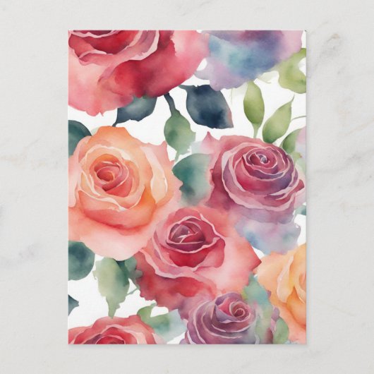 Abstracte Kunst - Aquarel Rozen  Briefkaart (Voorkant)
