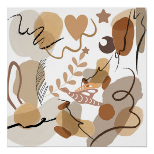 ABSTRACTE KUNST BEIGE THEMA POSTER