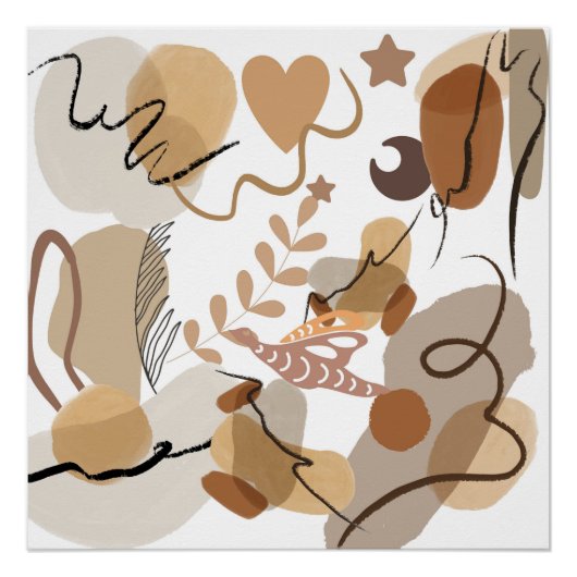ABSTRACTE KUNST BEIGE THEMA POSTER (Voorkant)