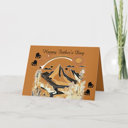 Abstracte kunst berglandschap bos vaders dag kaart (Voorkant)