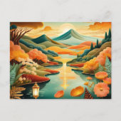 Abstracte kunst bergwoud meer landschap briefkaart (Voorkant)