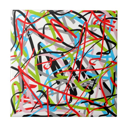 Abstracte kunst Bezige kleuren Tegeltje (Voorkant)