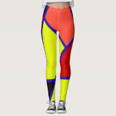 Abstracte Kunst Blauw Geel Rood Minimalisme Leggings (Voorkant)