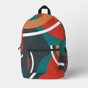 Abstracte kunst blauw rood wit lijnkunst bedrukte rugzak