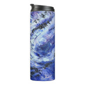Abstracte Kunst Blauw Thermosbeker (Geroteerd rechts)