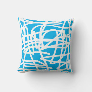 Abstracte kunst blauwe en witte kussensloop kussen
