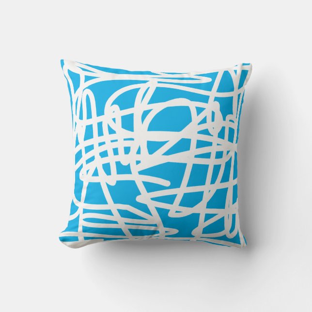 Abstracte kunst blauwe en witte kussensloop kussen (Voorkant)