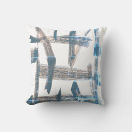 Abstracte kunst blauwe gewassen wegwerp kussenhoes kussen