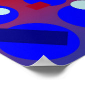 Abstracte kunst - Blauwe Rode Dagen Poster (Hoek)