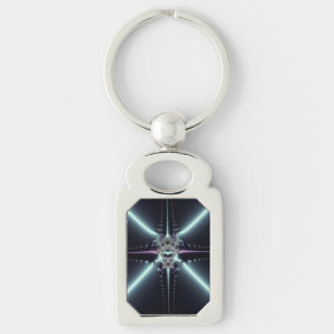 Abstracte Kunst Blauwe Ster Sleutelhanger