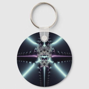 Abstracte Kunst Blauwe Ster Sleutelhanger